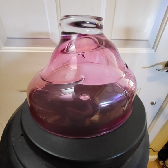 Signed Pink Art Glass Free Form Bowl 8.5" - Picture 9 of 12